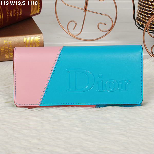 dior bi-fold wallet calfskin 119 blue&pink